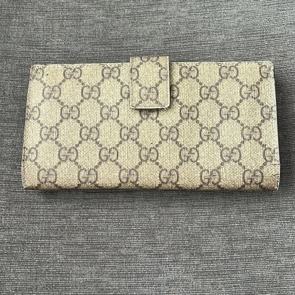 GUCCI supreme GG beige brown coated canvas wallet - Picture 2 of 13